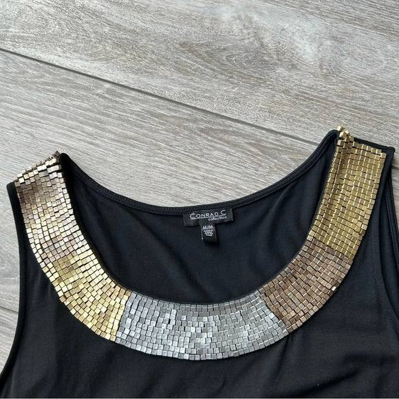 Conrad C Beaded Neckline Sleeveless Tank Top - Picture 5 of 12